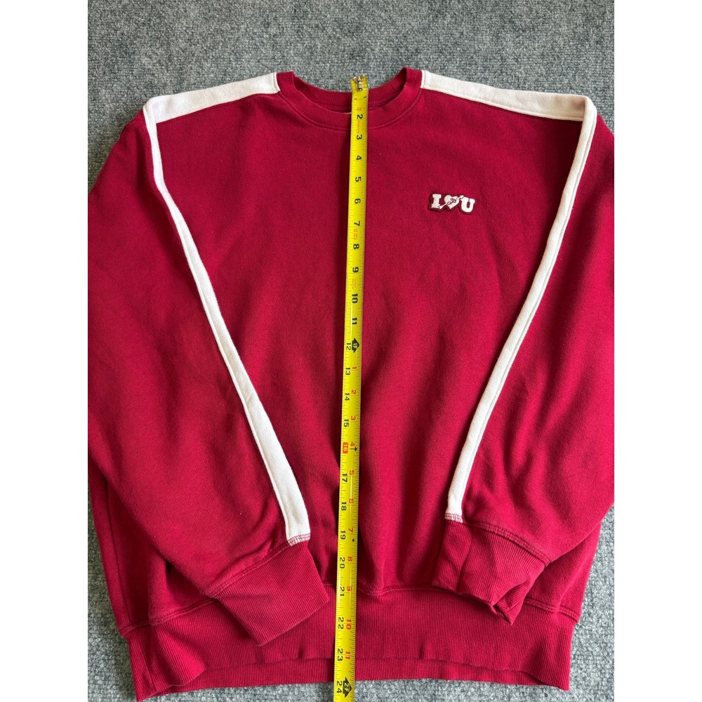Victoria's Secret PINK Red Sweatshirt White Stripe Heart Patch Small - Picture 7 of 15